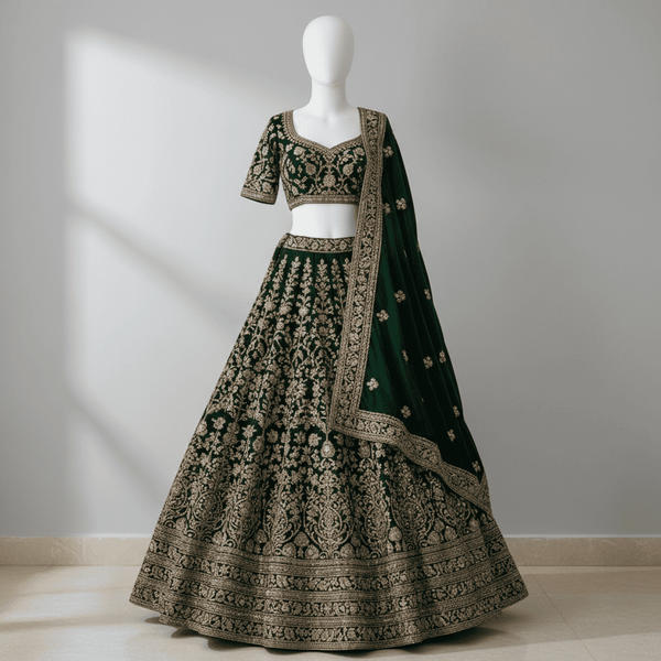 Dark Green Bridal Lehenga