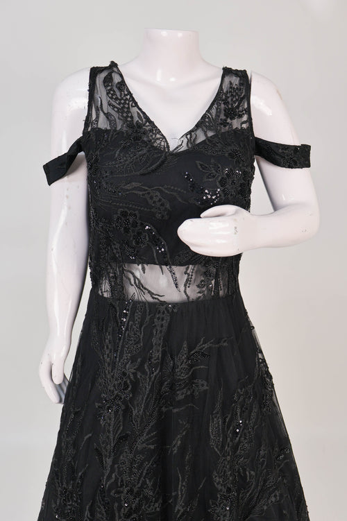 Cold-Shoulder Sequin Ball gown.