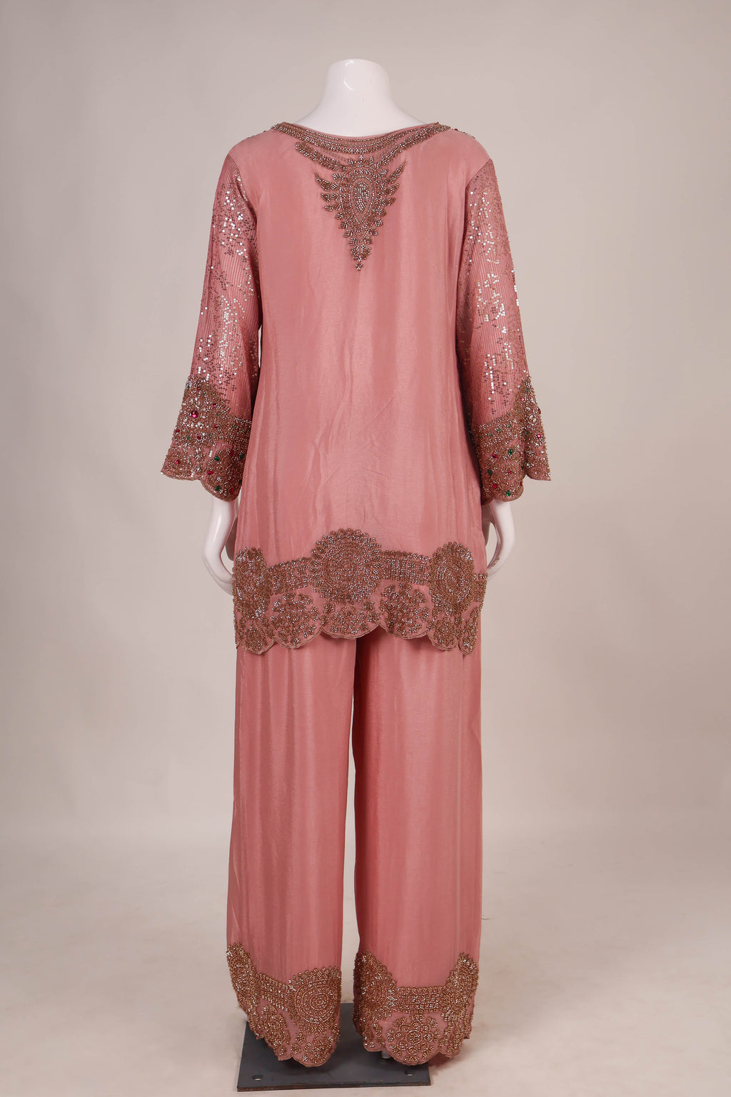 Dusty Rose Heavily Embellished Palazzo Set
