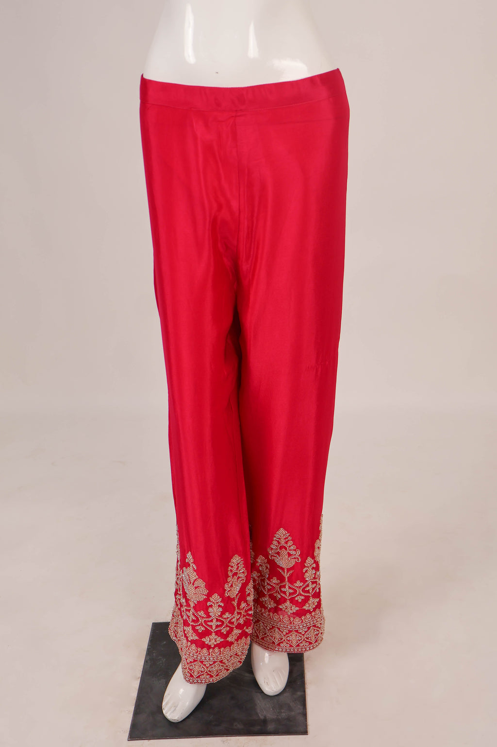 Red Embroidered Silk Salwar Suit Set