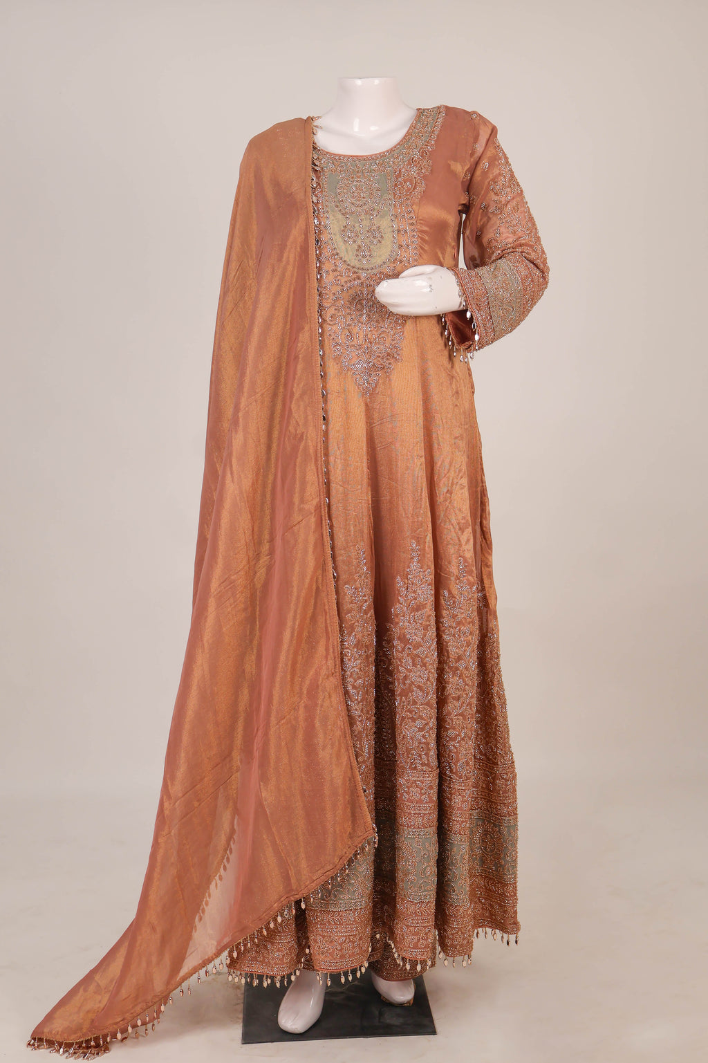 Graceful Copper-Bronze Anarkali Suit Set