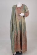 Elegant Sage Green & Rose Gold Hand-Embroidered Anarkali Set