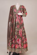 Opulent Ivory & Gold Hand-Embroidered Anarkali Set