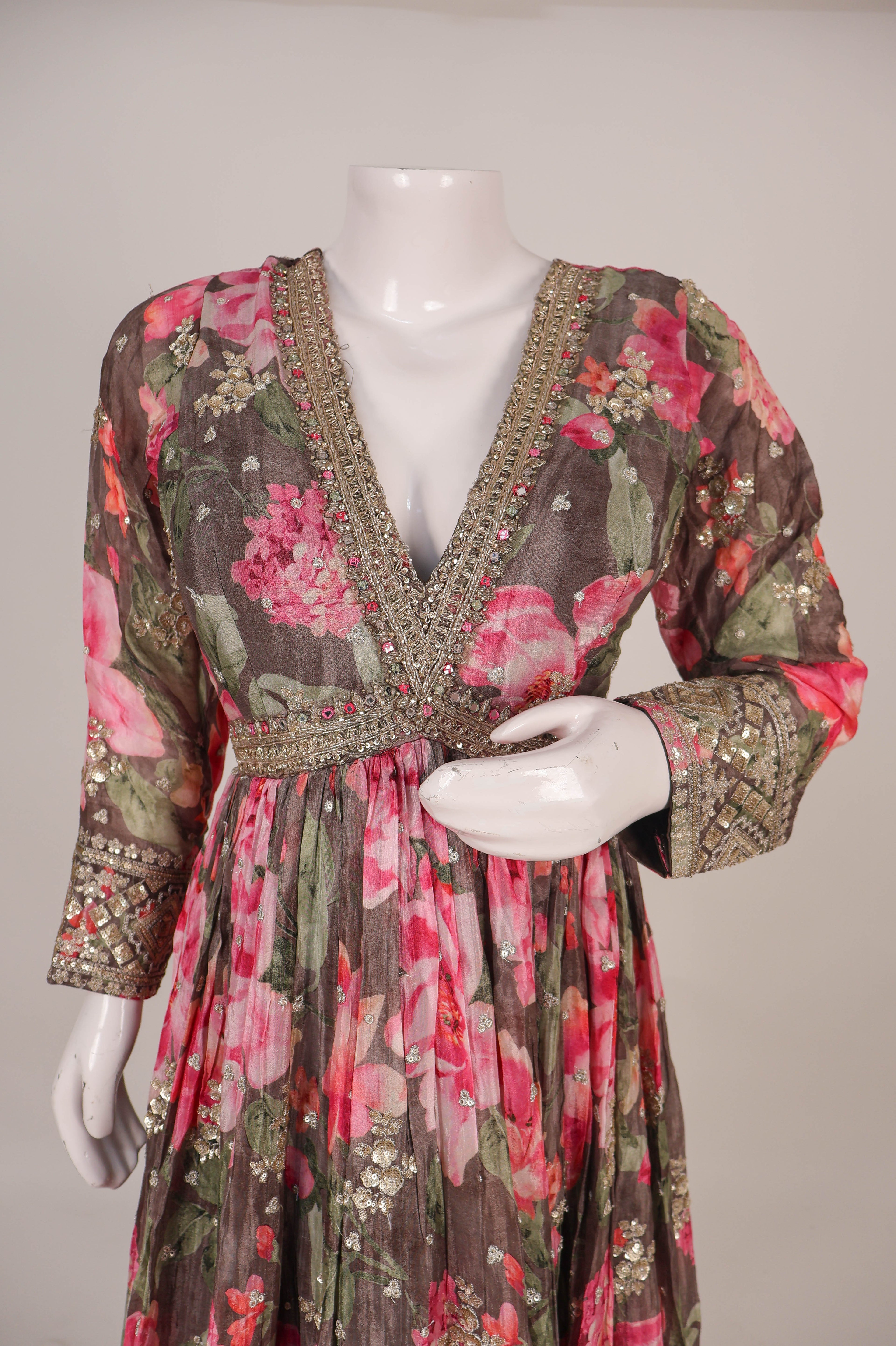 Opulent Ivory & Gold Hand-Embroidered Anarkali Set