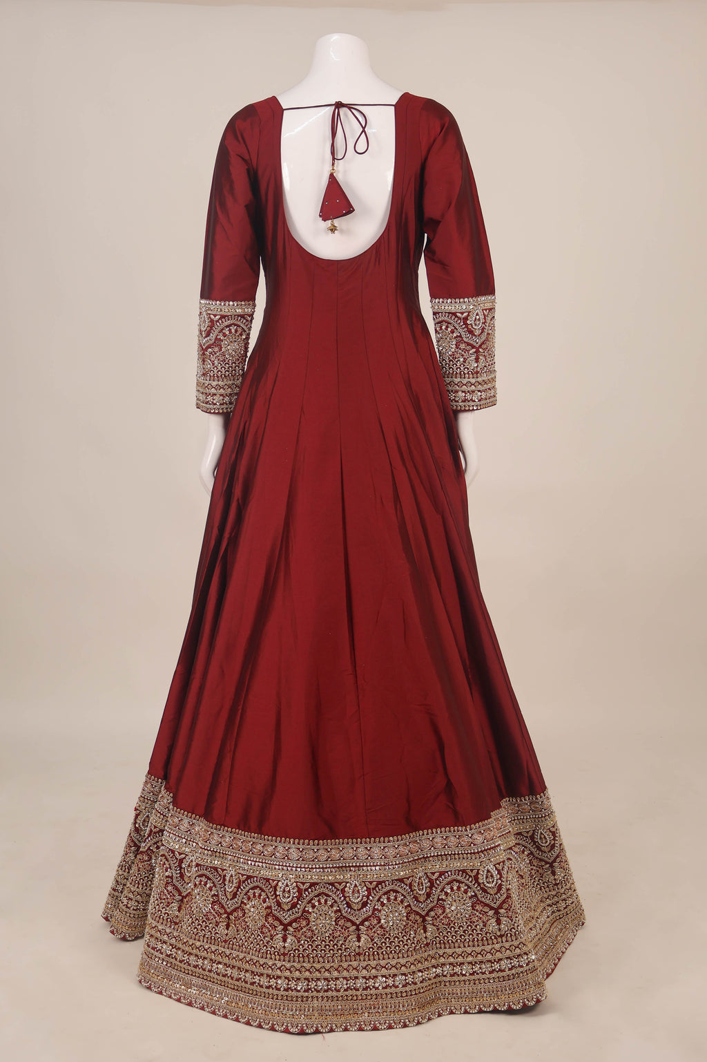 Ethereal Maroon & Silver Hand-Embroidered Anarkali Set
