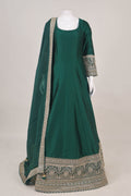 Green Silk Anarkali Gown with Intricate Zari Work