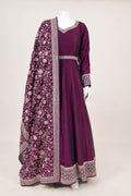 Silk Anarkali Gown with Kashmiri-Inspired Dupatta