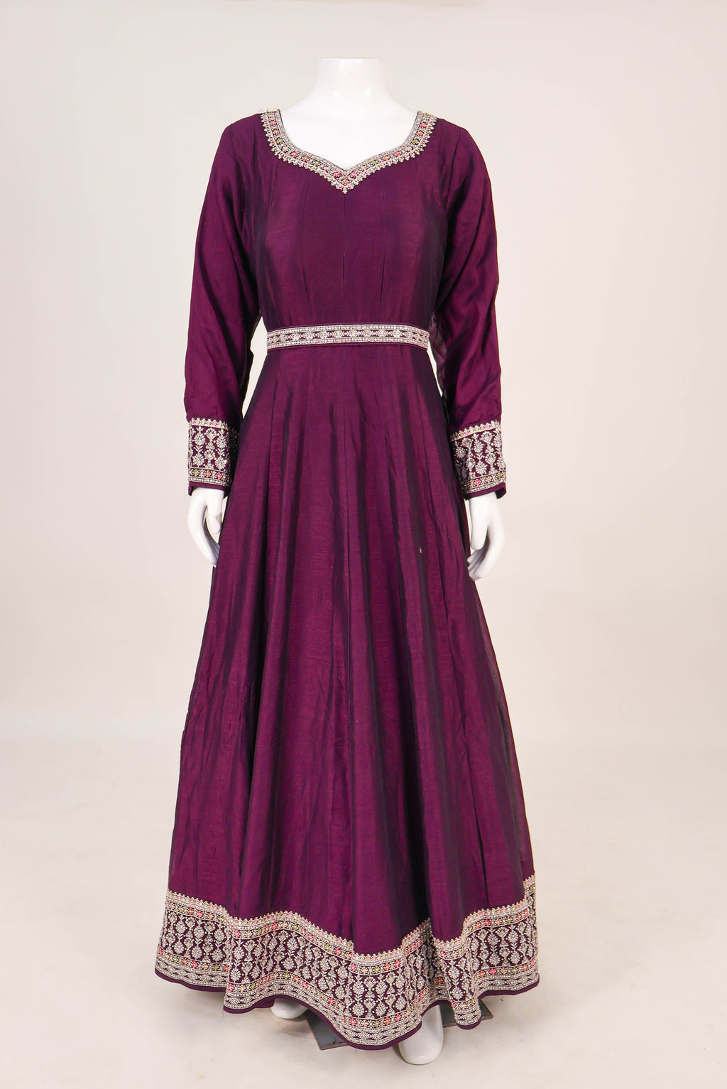 Silk Anarkali Gown with Kashmiri-Inspired Dupatta