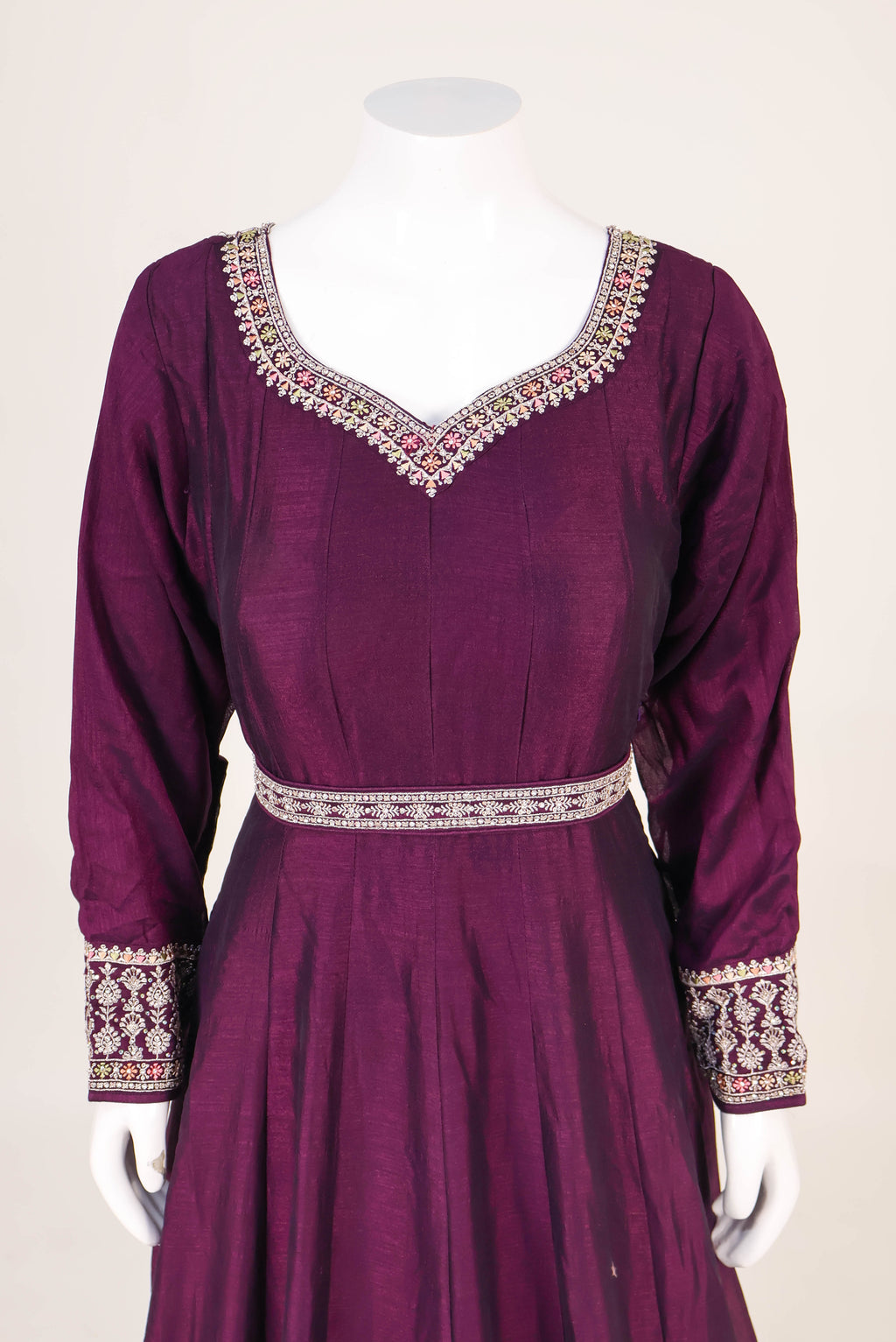 Silk Anarkali Gown with Kashmiri-Inspired Dupatta
