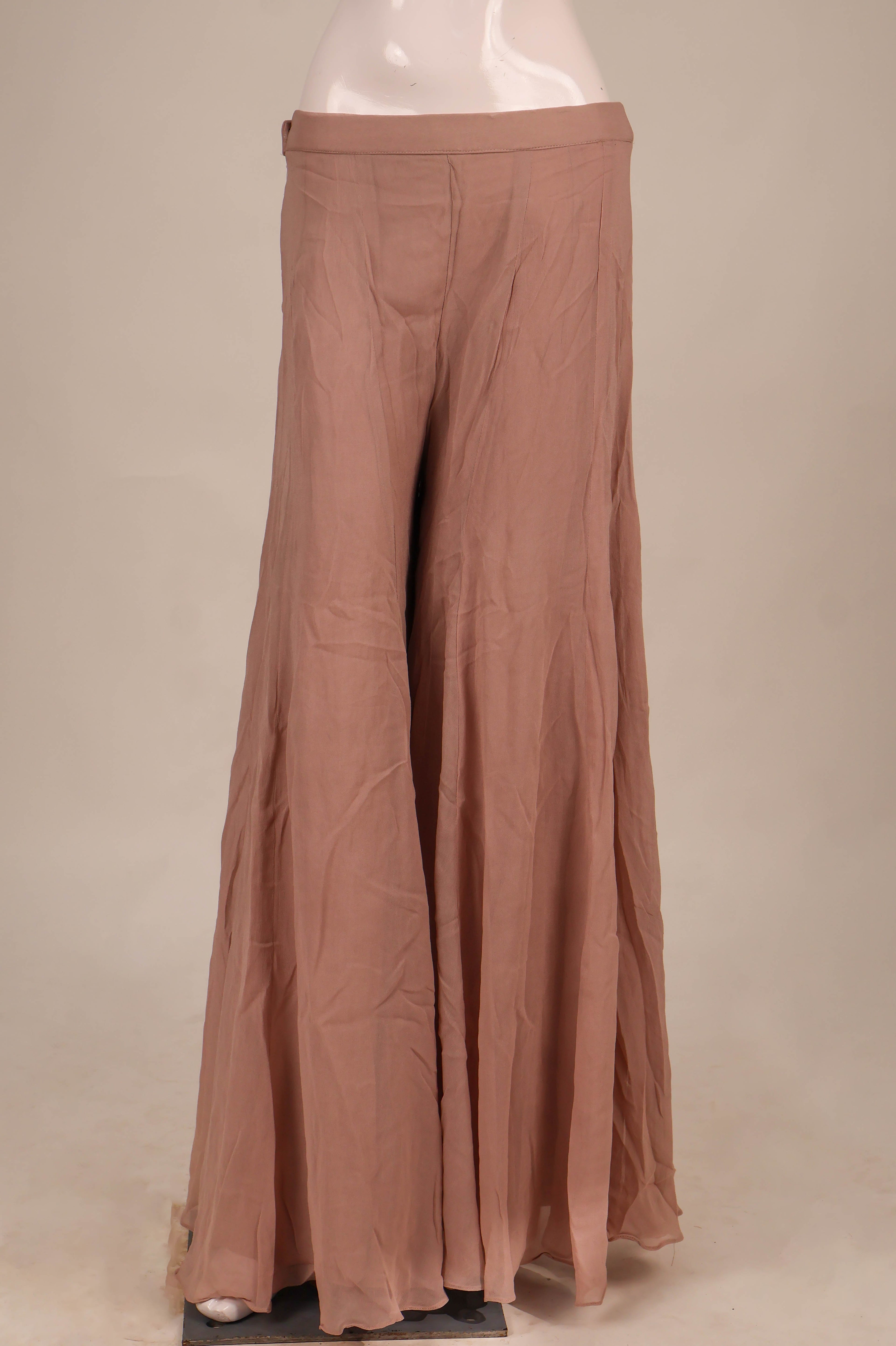 Pastel Peach & Silver Heavy Hand-Embroidered Sharara Suit