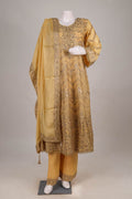 Gold Shimmering Raw Silk Anarkali Set
