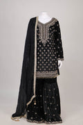 Midnight Velvet Embroidered Gharara Set