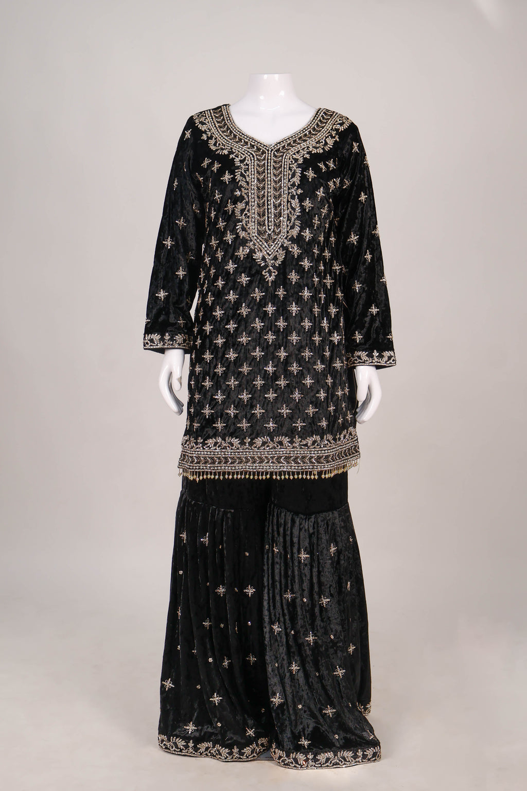 Midnight Velvet Embroidered Gharara Set