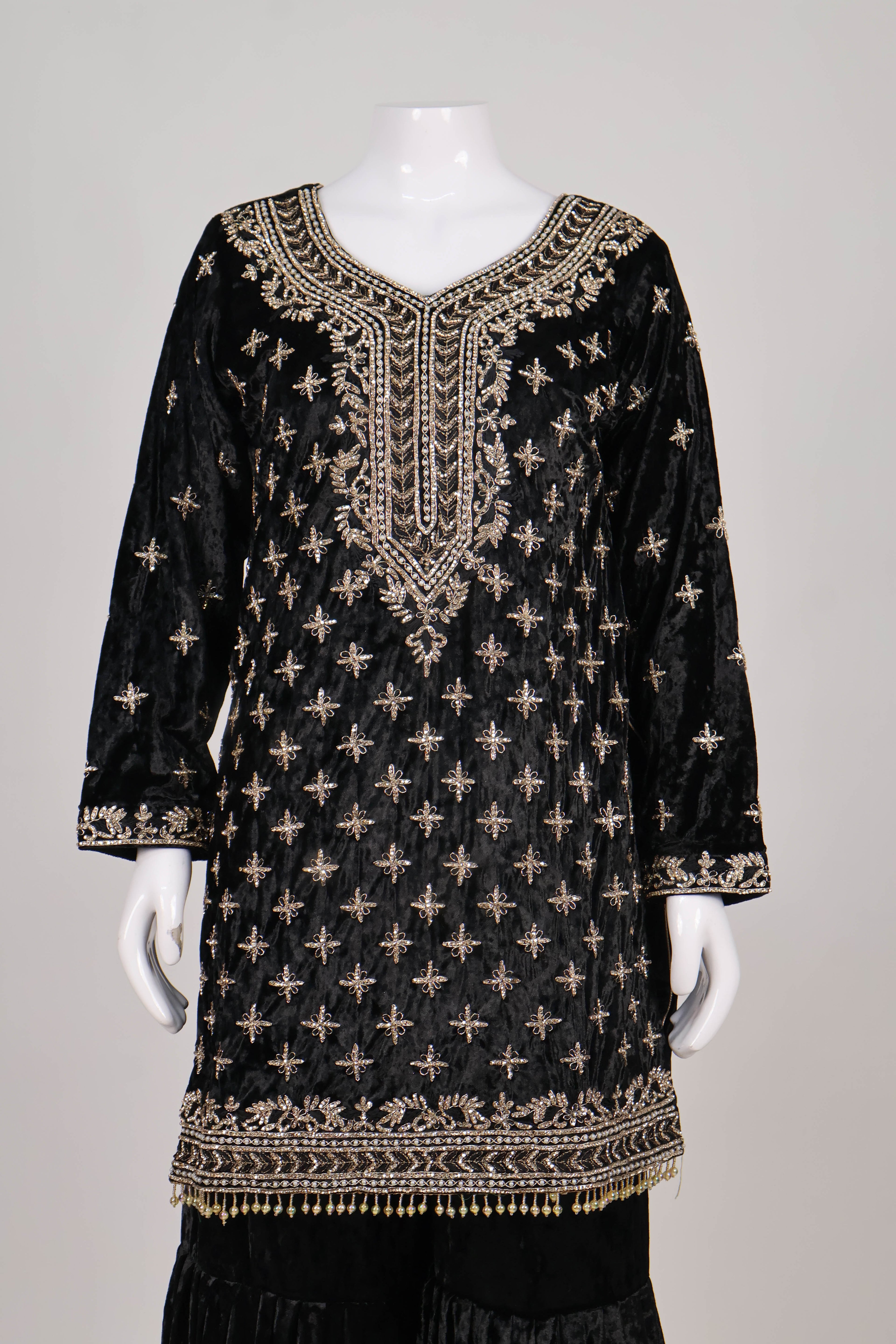 Midnight Velvet Embroidered Gharara Set