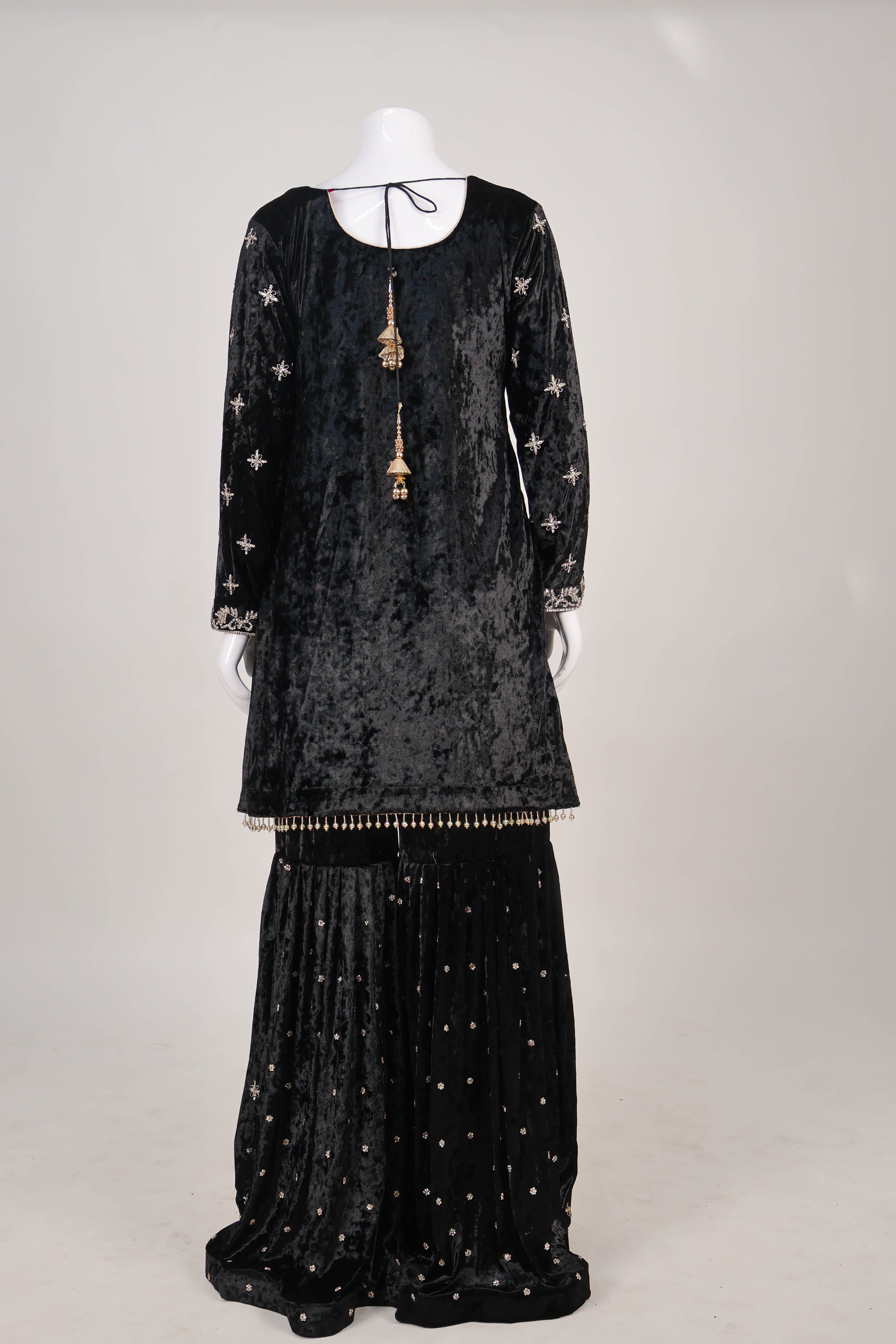 Midnight Velvet Embroidered Gharara Set