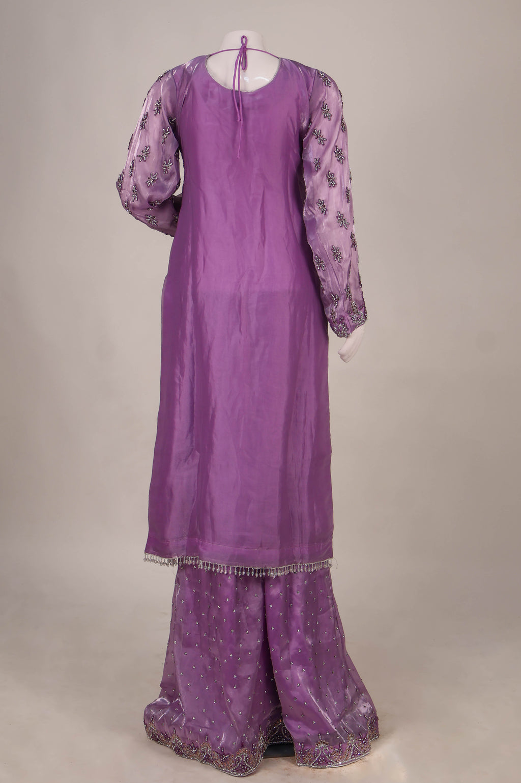 Lavender Blossom Organza Sharara Set