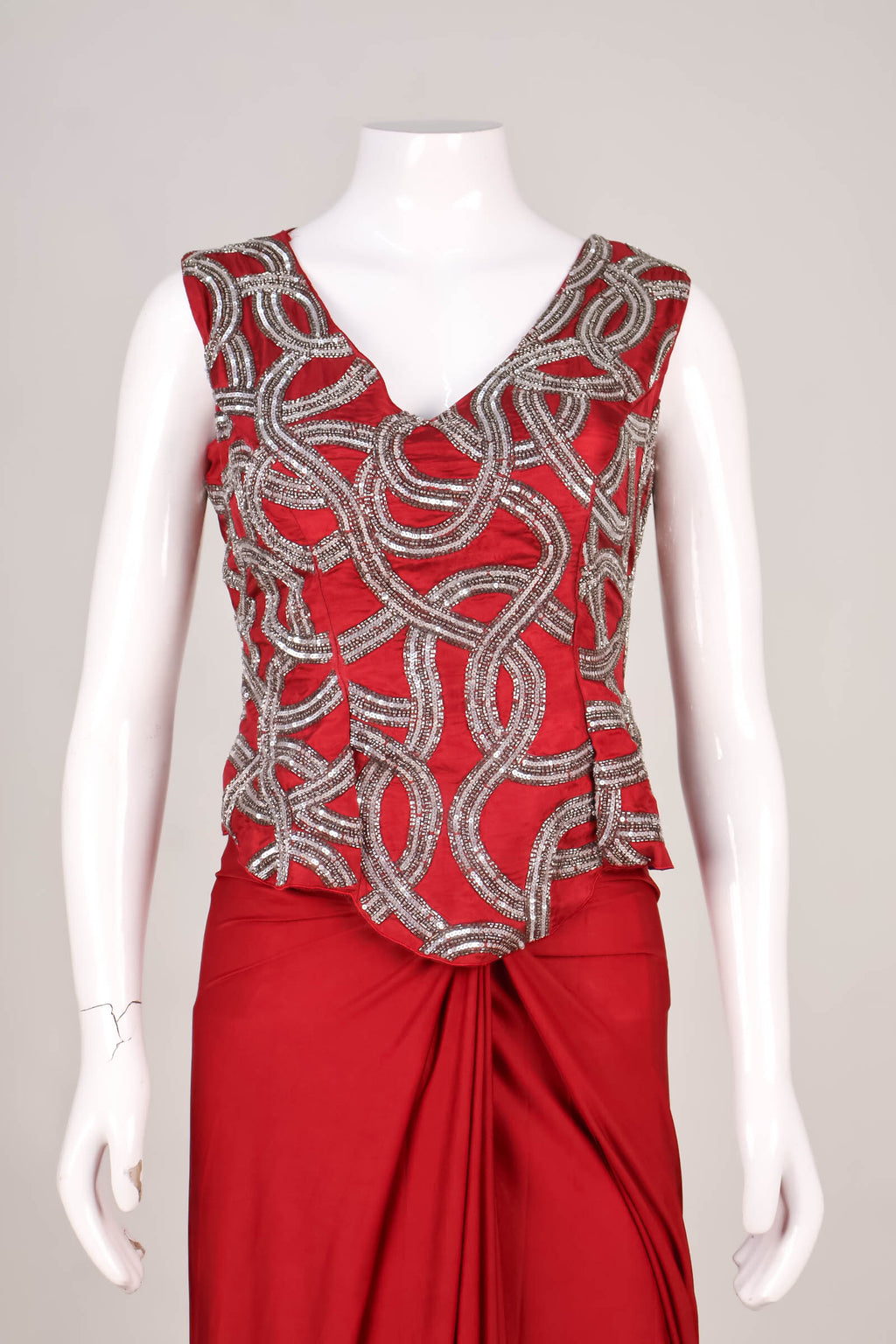 Red Saree with Pearlescent Illusion Blouse