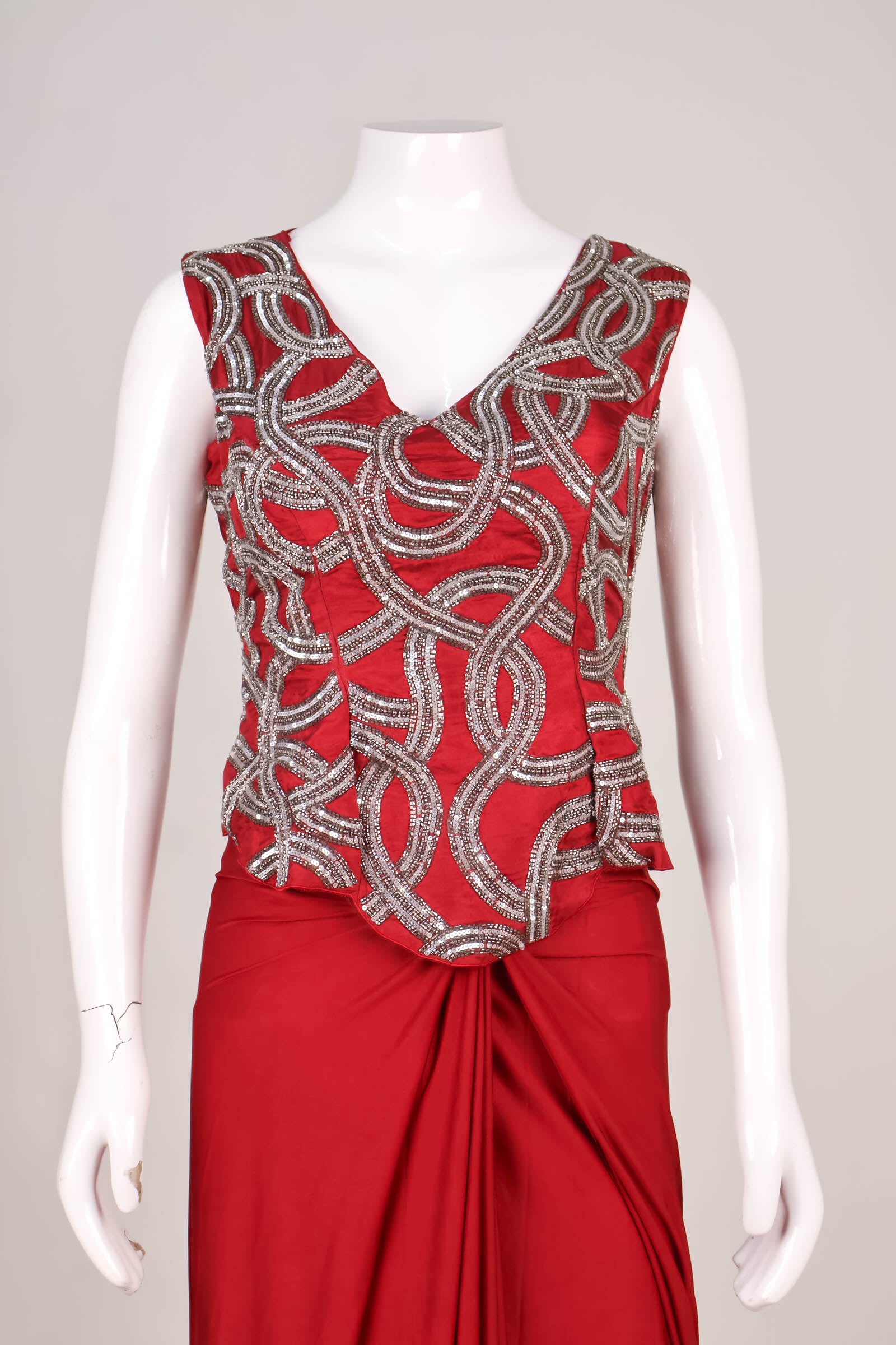 Red Saree with Pearlescent Illusion Blouse