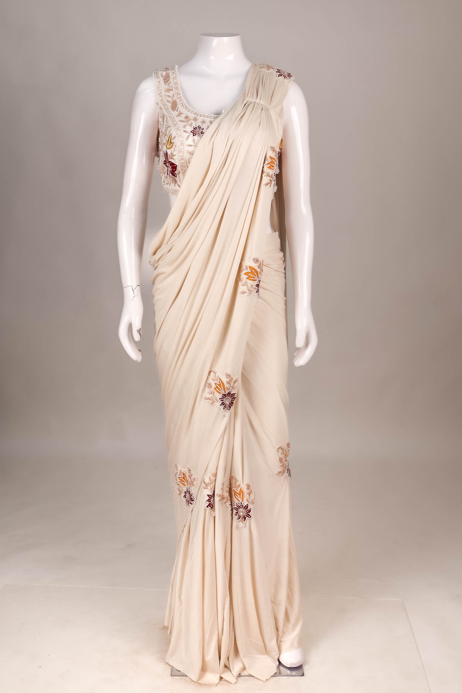 Saree with Pearlescent Illusion Blouse