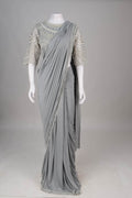 Grey Concept Saree with Pearlescent Statement Blouse