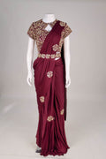 Wine Burgundy Saree