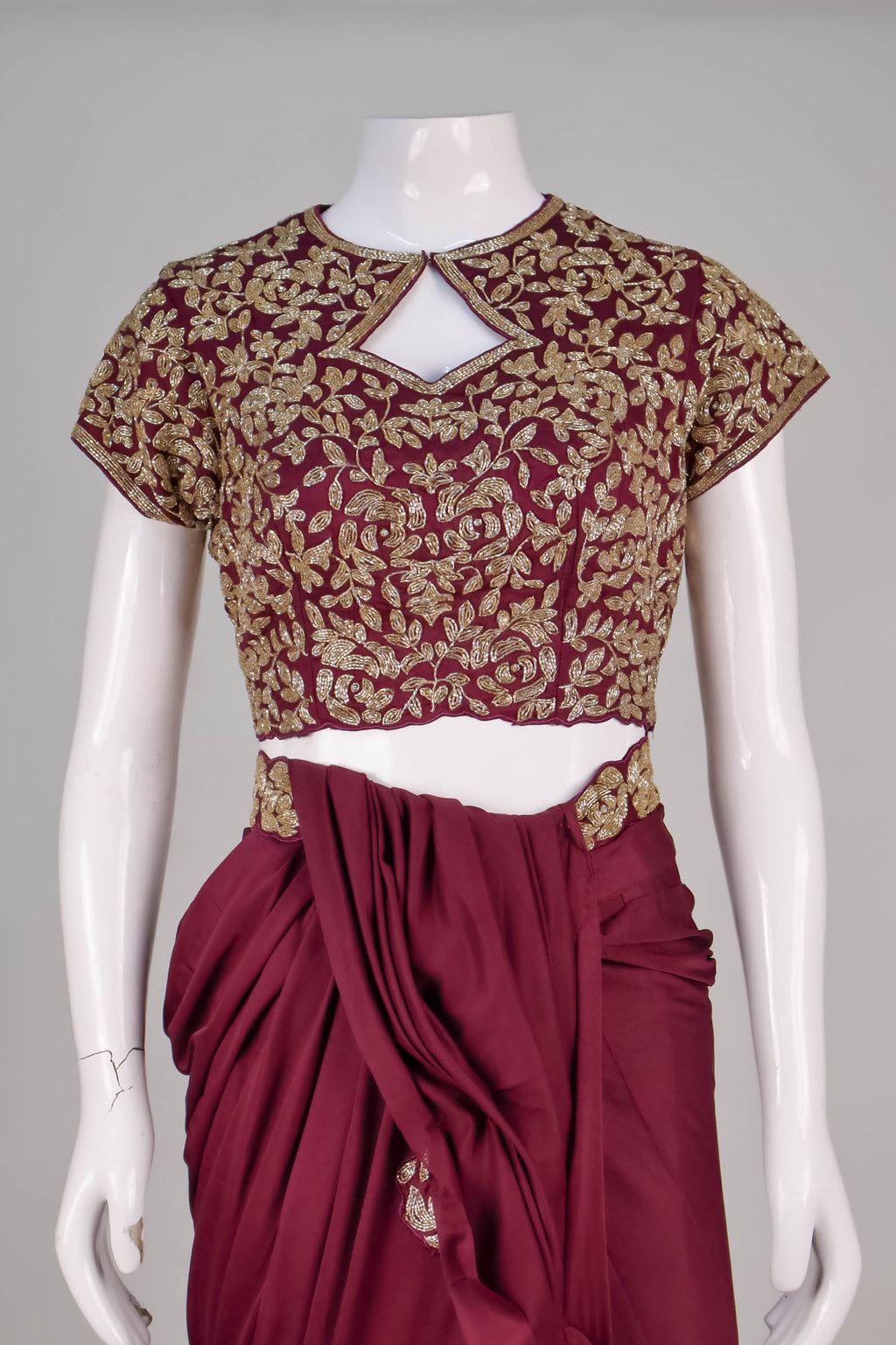 Wine Burgundy Saree