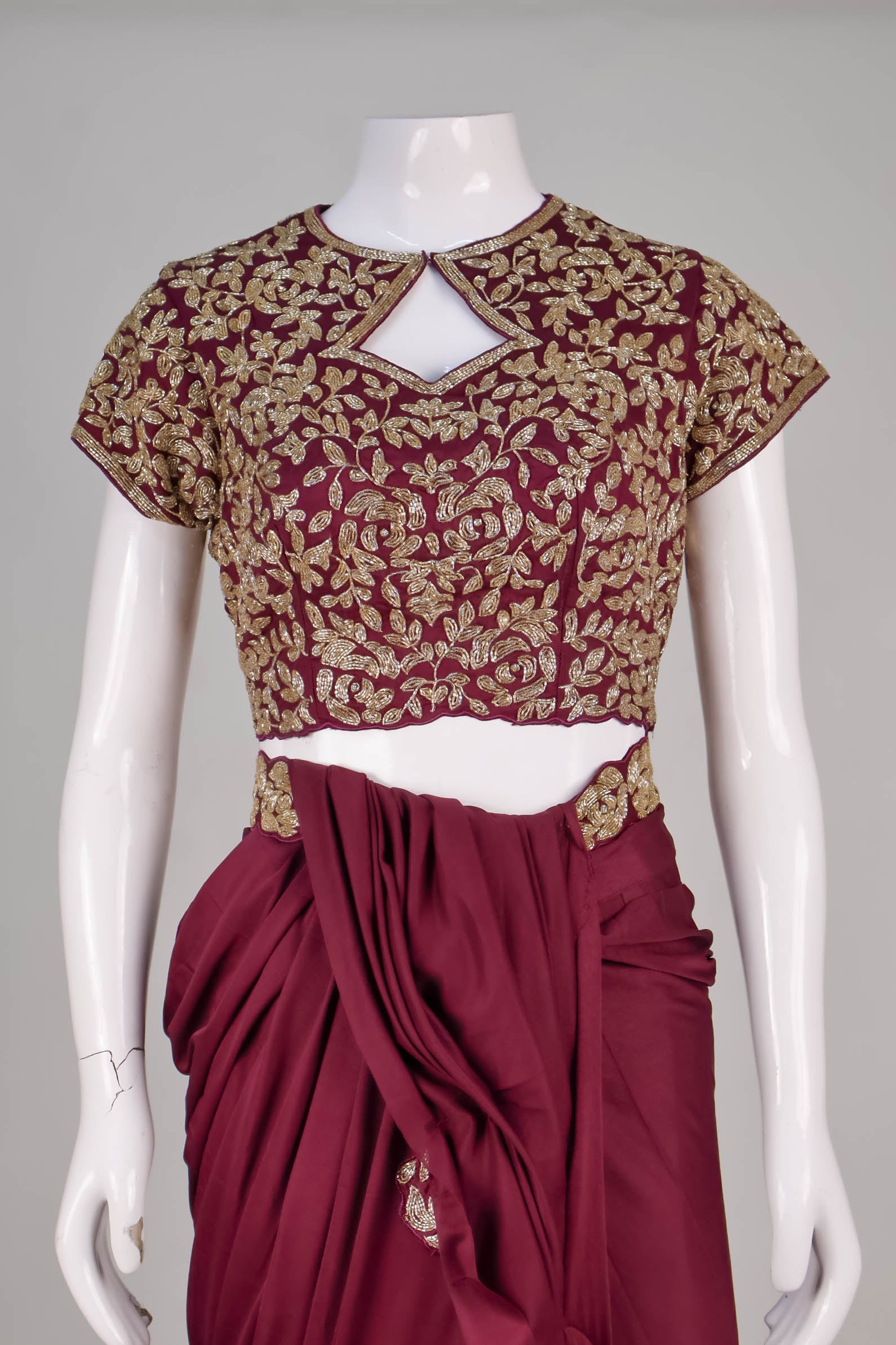 Wine Burgundy Saree