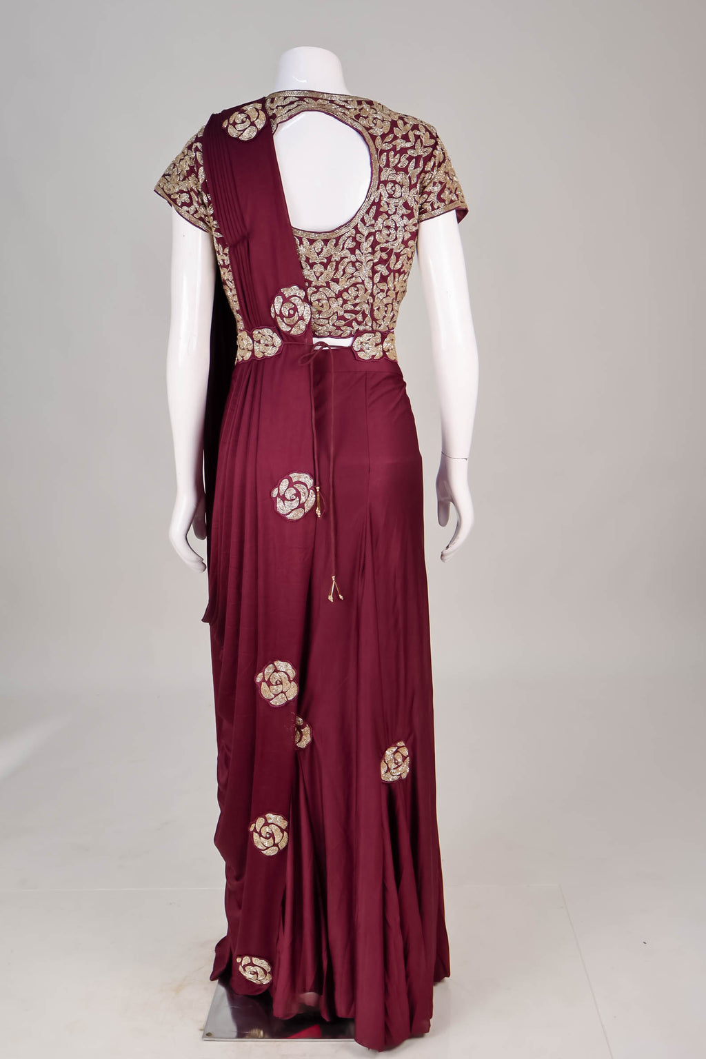 Wine Burgundy Saree