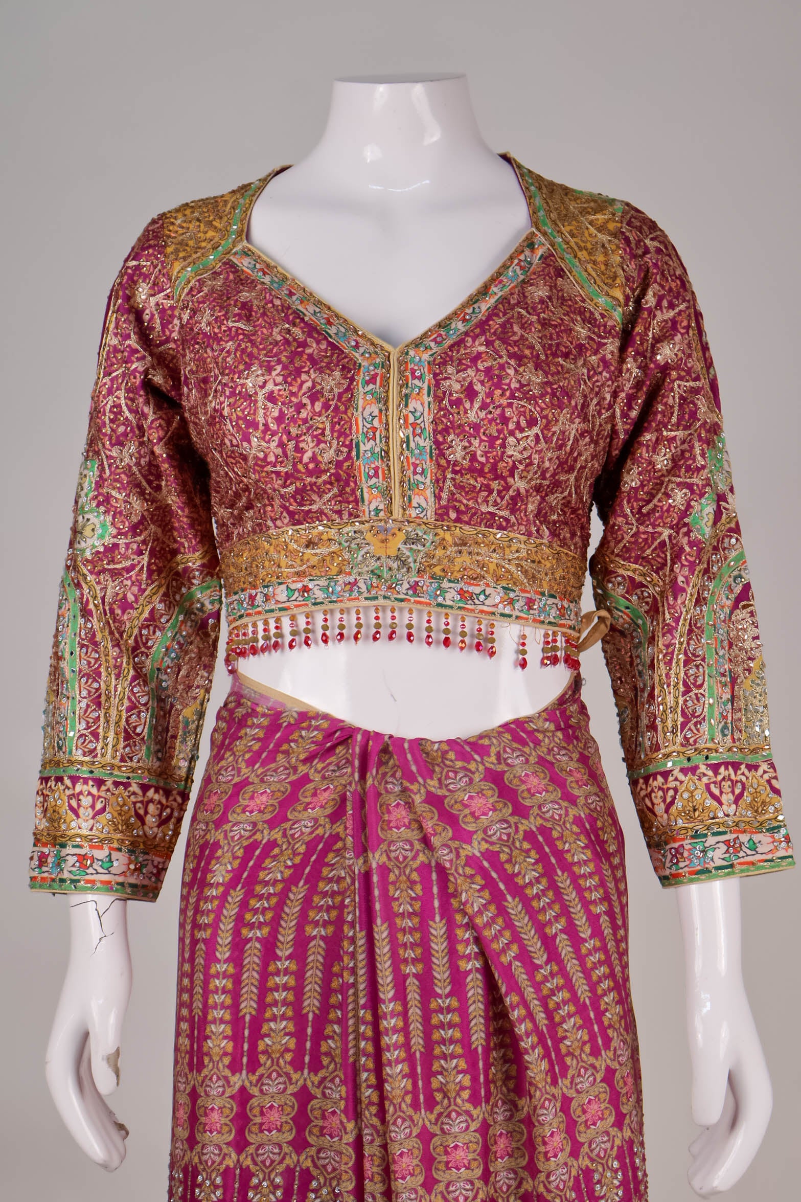 Magenta & Gold-Embroidered Saree
