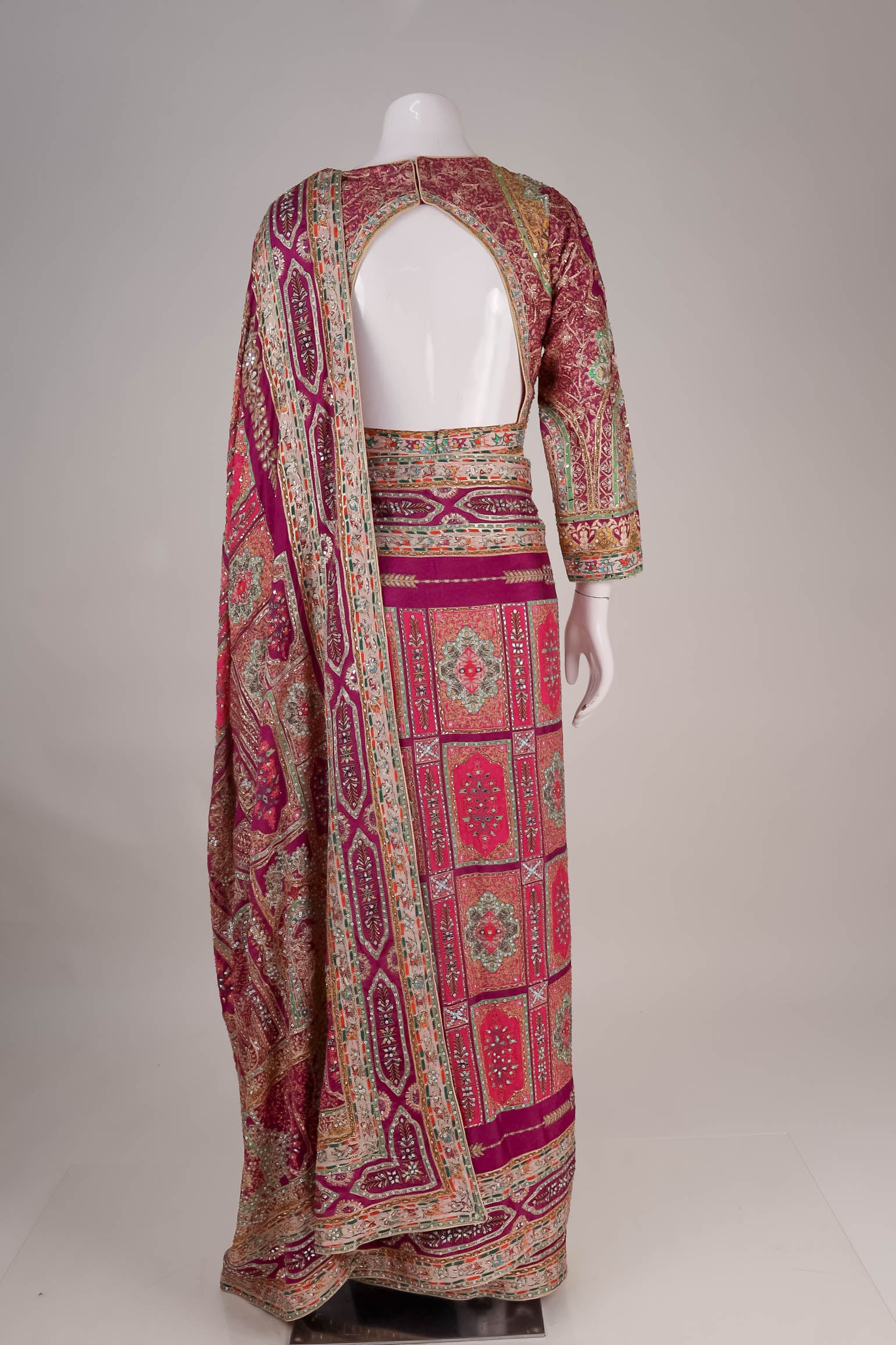 Magenta & Gold-Embroidered Saree