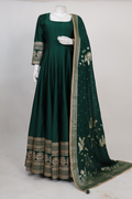 Regal Emerald Green Embroidered Gown with Dupatta